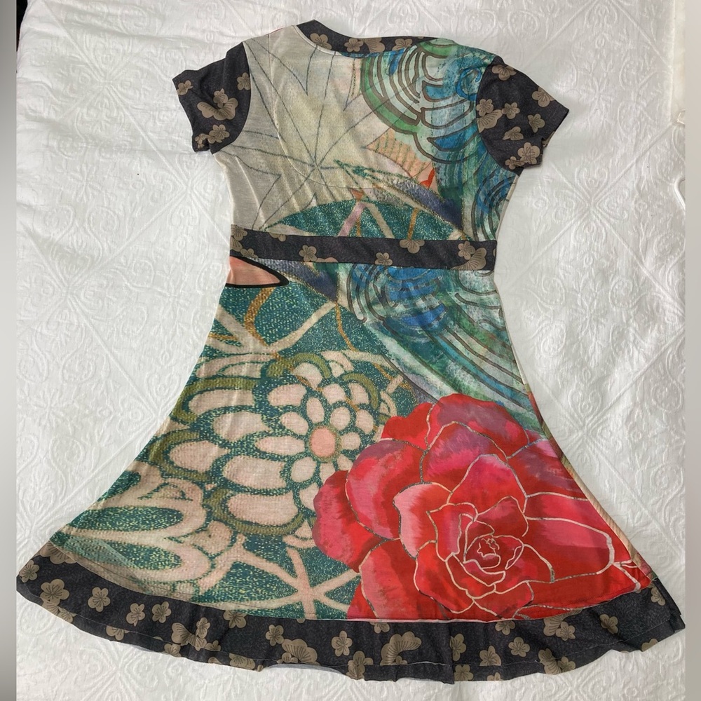 Desigual Red and Green Ruffled Tiered Sundress - Size Small - Picture 3 of 8